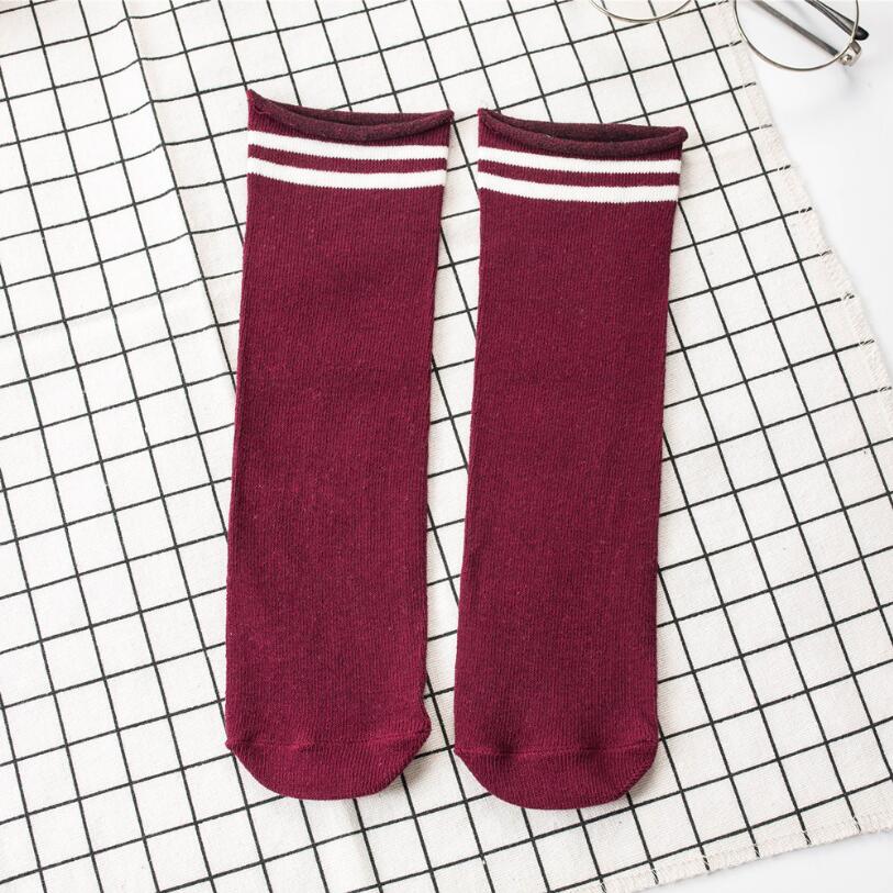 Meias longas listradas para crianças, meninos e meninas, esportivas, futebol, acima do joelho: Wine Socks