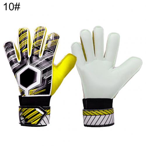 Adult Kids Soccer Goalkeeper Football Latex Slip Gloves Anti-Collision Goalie Full Finger Hand Protection Gloves: Yellow Size 10