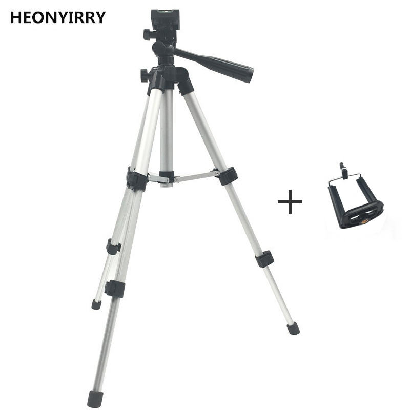 Foldable Camera Tripod Holder Stand Screw 360 Degree Fluid Head Tripod Stabilizer Aluminum with Phone Holder Clip