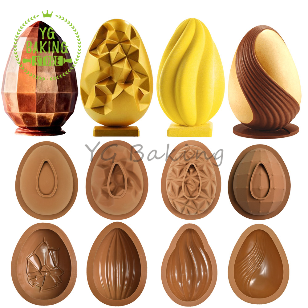 Dorica, varios huevos de Pascua, de molde para Mousse de Chocolate, bricolaje, rompible, molde de silicona para dulces, herramientas de decoración de pasteles, utensilios para hornear