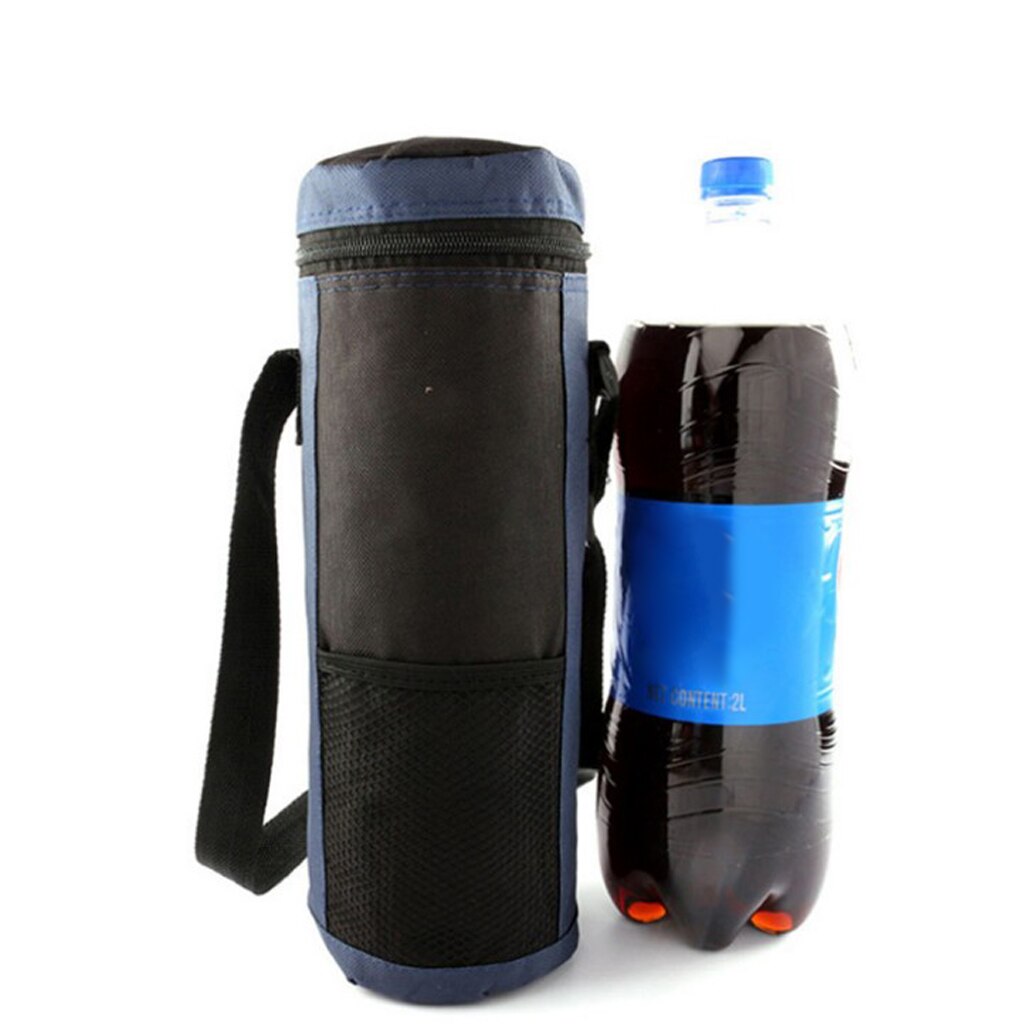 2l vandtæt vandflaske køler bærepose isoleret oxford til udendørs camping vandreture picnic vand drikke flaske frokostpose: Blå