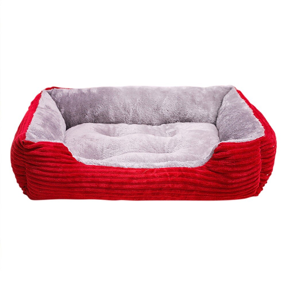 Cama para perro grande rectangular de pana, sofá para cachorro, gato, casa de mascotas, cojín para camas de felpa cálida para perros de raza pequeña: red / XS 45x31cm