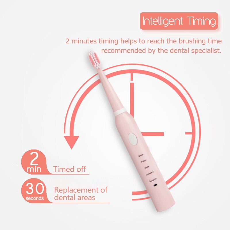 Electric Toothbrush Adult Timer Brush USB Charger Rechargeable Tooth Brushes with 3pcs Replacement Heads Toothbrush D43