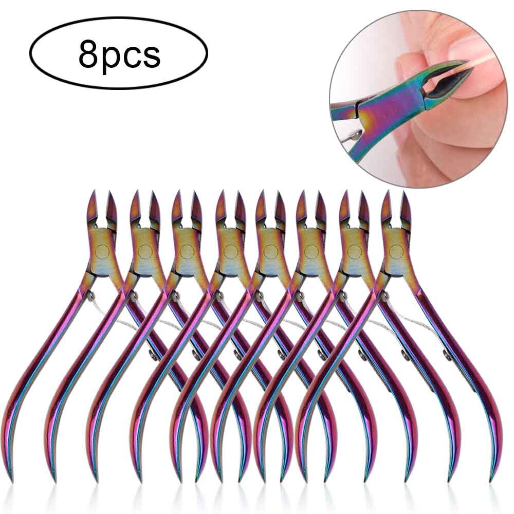 Nail Art 4/8/12pcs Nail Cuticle Nipper Clipper Manicure Pedicure Stainless Steel Toenail Ingrown Edge Cutter Dead Skin Remover: 8pcs Color Titan
