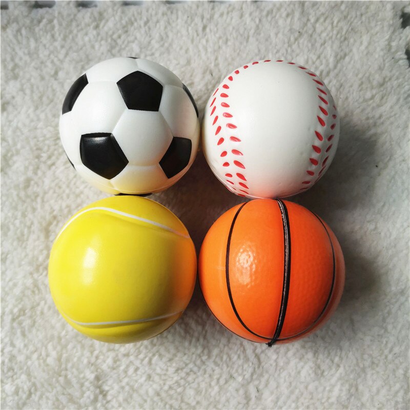 Pelotas antiestrés de espuma para niños, pelotas de PU para apretar, baloncesto, fútbol, tenis, béisbol, juguetes para niños, 4 Uds., 6,3 cm: Default Title