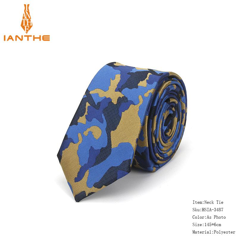 Herre slank slips camouflage mønster brand slips 6cm hals slips tynd slips til mænd bryllupsfest gravates slips: Ia3487