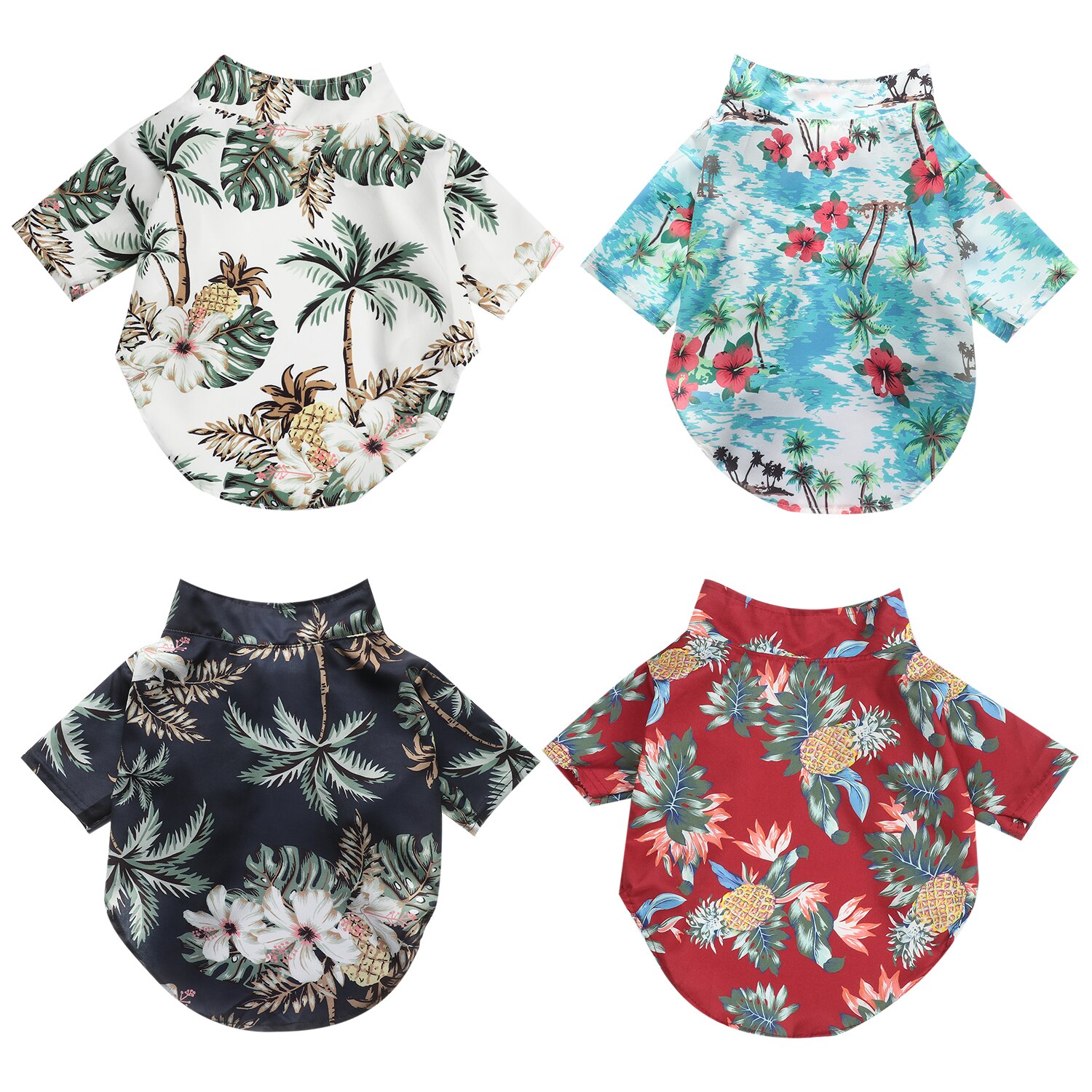 4 unids/set Ropa Estilo Hawaiano perro camisetas de Polo Hawaiano ropa para mascotas ropa de playa estampado de palmeras camisa de verano para mascotas: XL