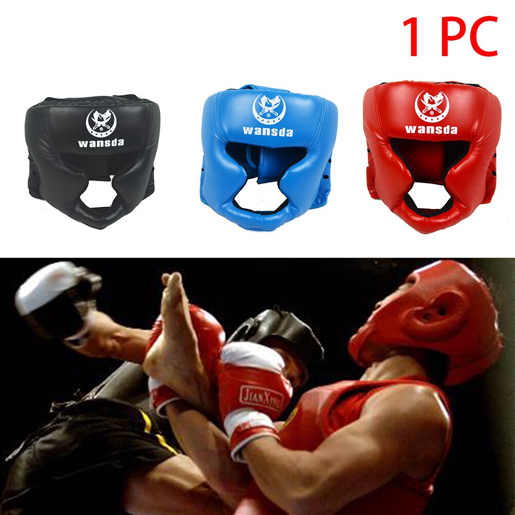 Treningsutstyr imitert skinn voksne praktisk kampsport hodebeskyttelse boksehjelm taekwondo beskytter hodeplagg lukket type