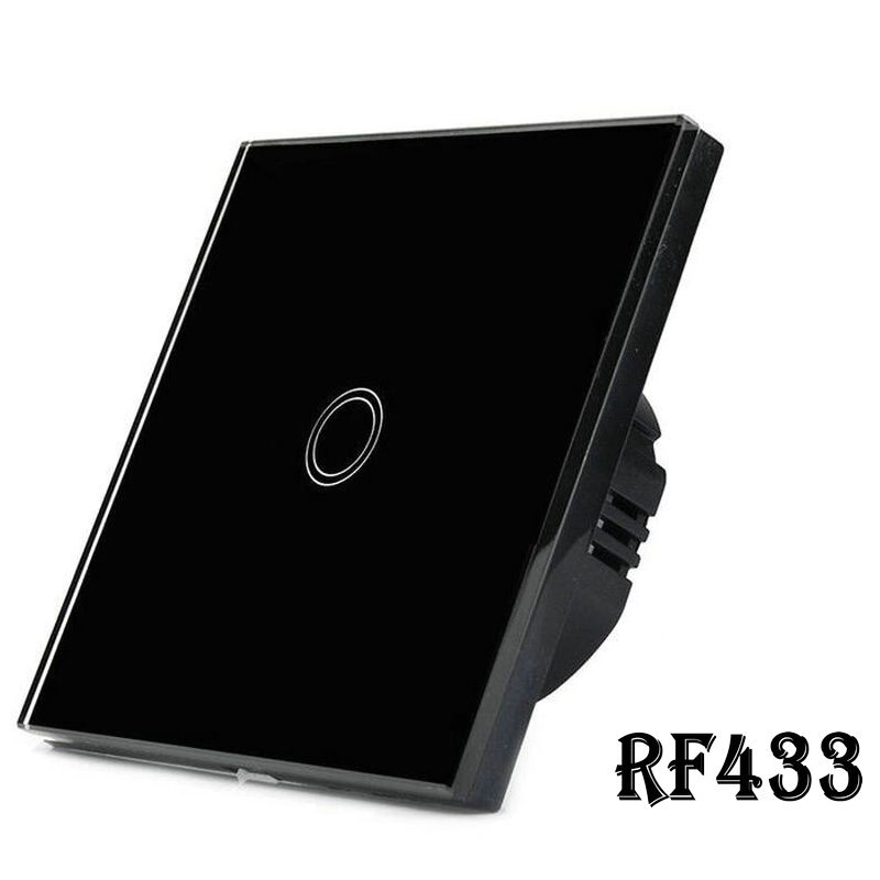 RF433 Remote Control Switch EU Standard 1/2/3 Gang Touch Wall Light Switch 220V White Crystal Glass RF Controller Switches: RF433 1 gang black