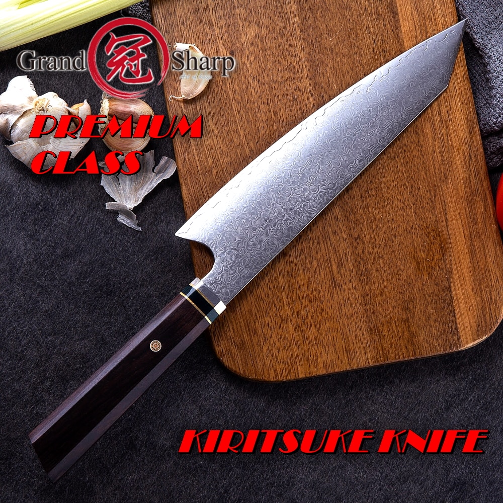 Japanese Kitchen Knife VG10 Damascus Stainless Steel 67 Layers Kiritsuke Blade Ebony Handle Chef Cooking Slicing Tool Premium