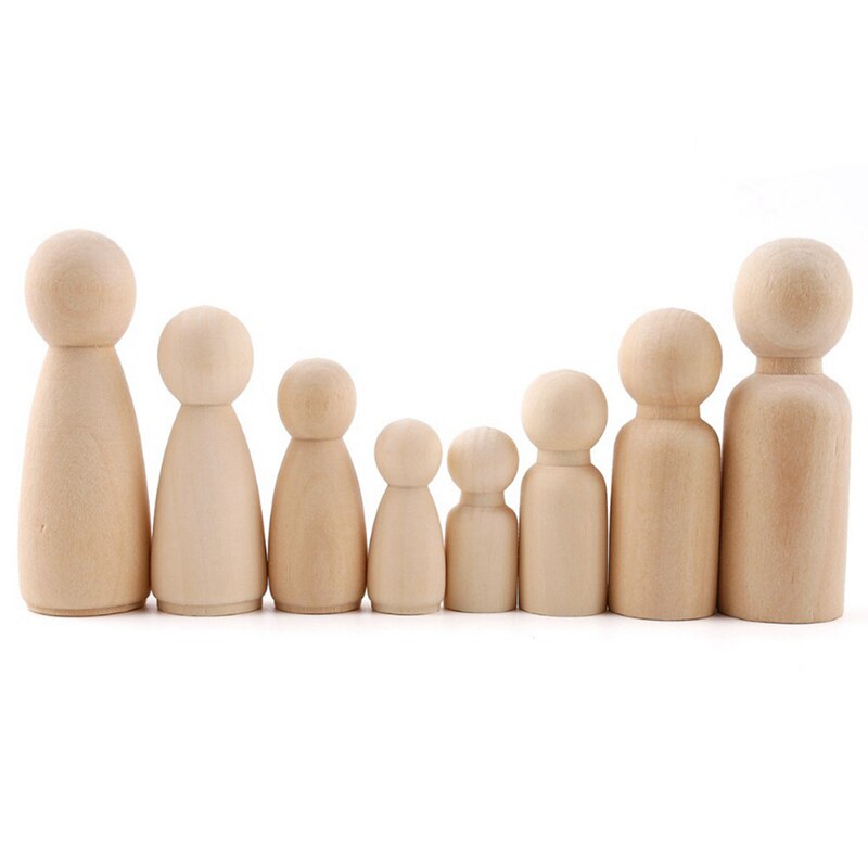 Baby Toys 10pcs Peg Dolls Maple Wood Wedding Dolls Home Decor Diy Nature Wooden Dolls Montessori Toy Baby Products 35/43/55/65mm