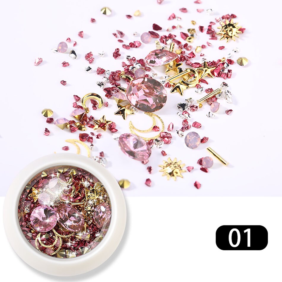 Rowhxy 1 Box Nail Art Decoraties Kleurrijke Rhinestones Nail Shell Voor 3D Nail Art Diamanten Nail Art Legering Voor manicure: 01