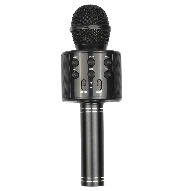 Sort bærbar håndholdt trådløs bluetooth karaoke ok mikrofon og bluetooth højttaler mic højttaler optage musik ktv mikrofon: Default Title