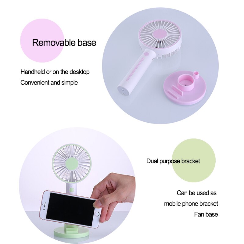 Outdoor Travel Foldable Hand Fans Battery Operated Rechargeable Handheld Mini Fan Electric Personal Fans Hand Bar Desktop Fan