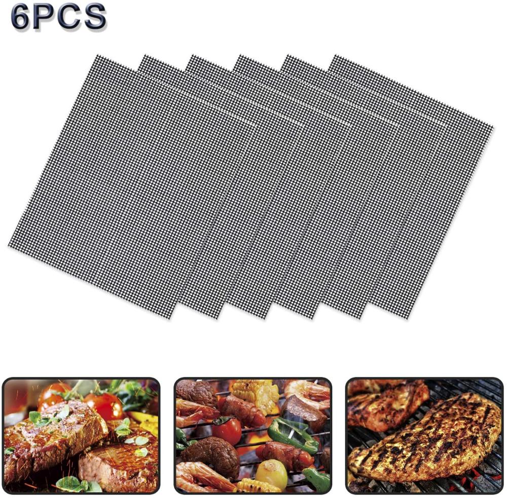 5 PC 40X33CM Reusable Barbecue Grill Mesh Mat Non-stick Kitchen Cooking Smoker BBQ Mat Grill Pad Liner BBQ Accessories: 6 PC / 40x33cm