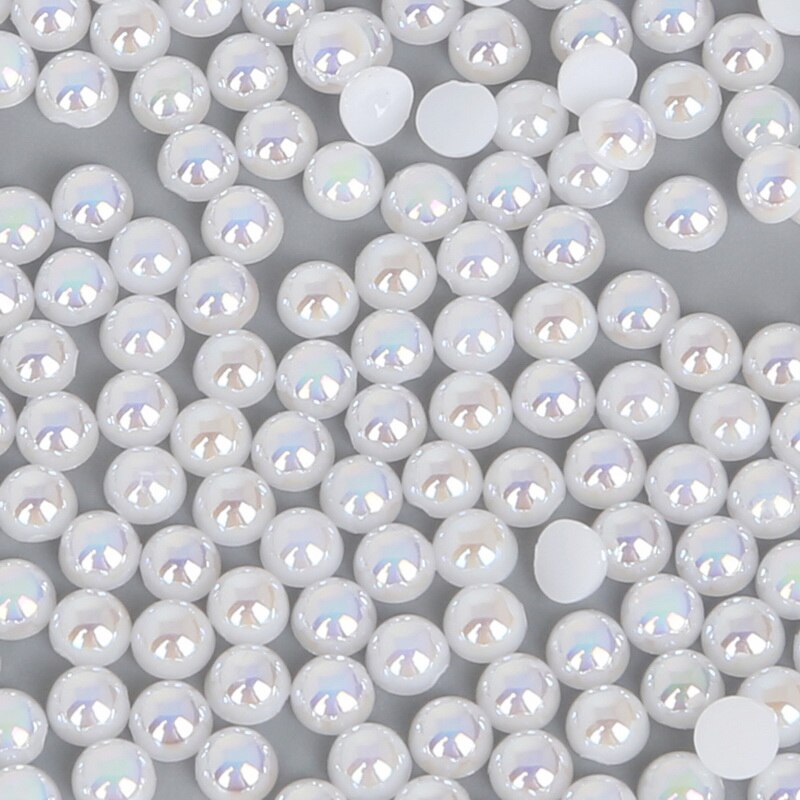 Maat 3mm-14mm ab kleuren knutsel abs imitatie halfronde platte achterkant witte parel kralen passen diy knutsel sieraden kleding accessoires