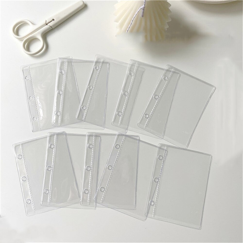 Classeur Transparent à 3 trous pour carnet de notes, mignon et , à feuilles mobiles, anneau pour livre à main, dossier Portable, planificateur pour journaux scolaires: 10pcs clear bags