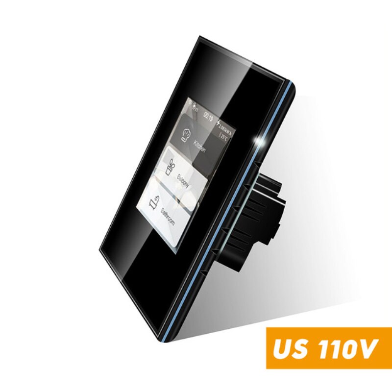 Multifunctional smart switch Brand and Smart Light Switch has LCD touch screen functionality Voice Control: US Black 110V