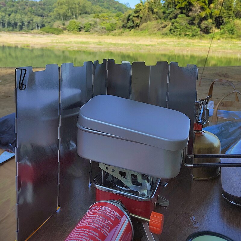 Lunchbox Draagbare Aluminium Camping Servies Outdoor Gear Voor Reizen Keuken Kookgerei Pot Wandelen Apparatuur Koken Set Levert