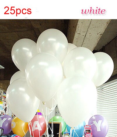 25 stks/partij Party Bruiloft Decoratie Multicolor roze witte Ballon Verdikking Peer Impulsen Gelukkige Verjaardag Feestartikelen Ballonnen: White