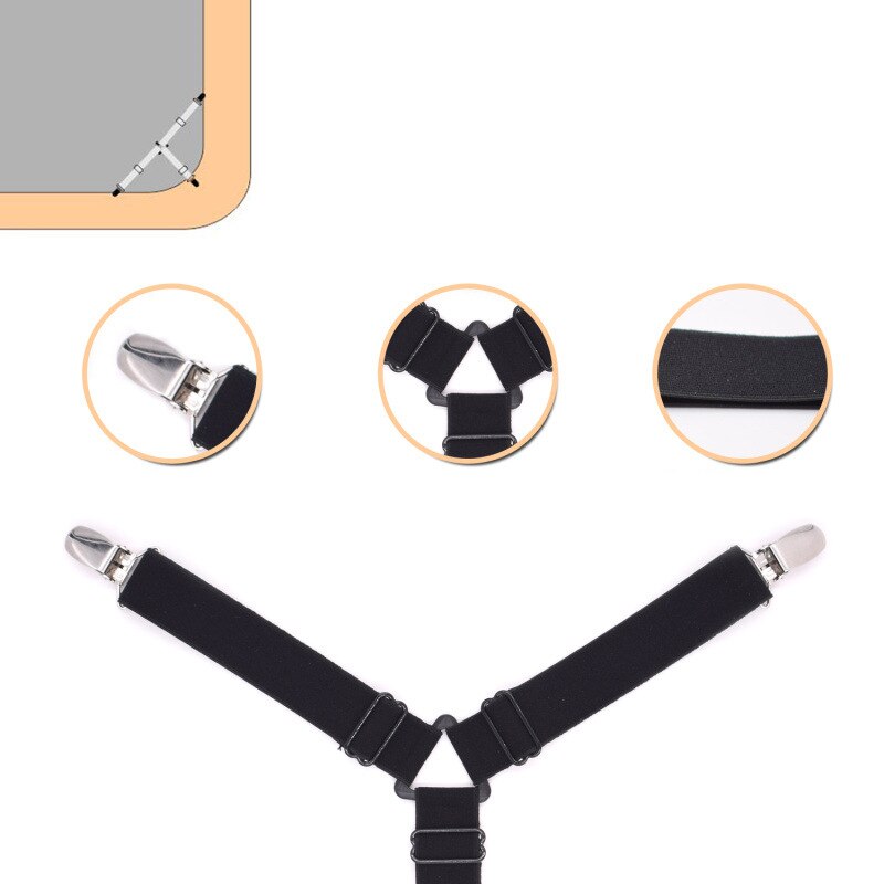 4 Stks/set Elastische Laken Grijpers Riemverbinder Laken Clips Matrashoes Dekens Houder Huishoudtextiel Organiseren Gadgets