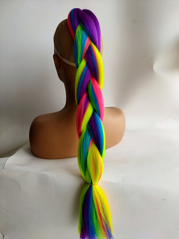 Hywamply 24" Synthetic Jumbo Braid Hair Extension African Braiding Attachment for Twist Box Dread Braids Blend Ombre Candy Color: Y10