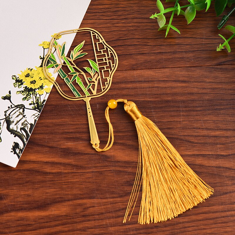 Pruim, Orchidee, Bamboe En Chrysant Bladwijzers Metalen Sector Kwastje Bladwijzers Student Leraar Mooie Boek Accessoires: F
