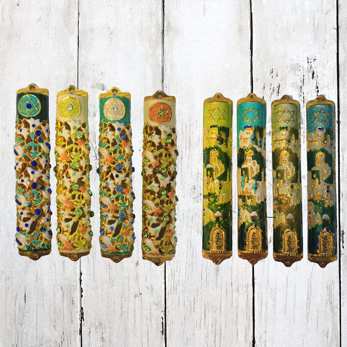 7inch Israel Judaism Mezuzah Holy Land Market Shema Blessing Home Door Decorations Accessories Metal without Scroll（Random）