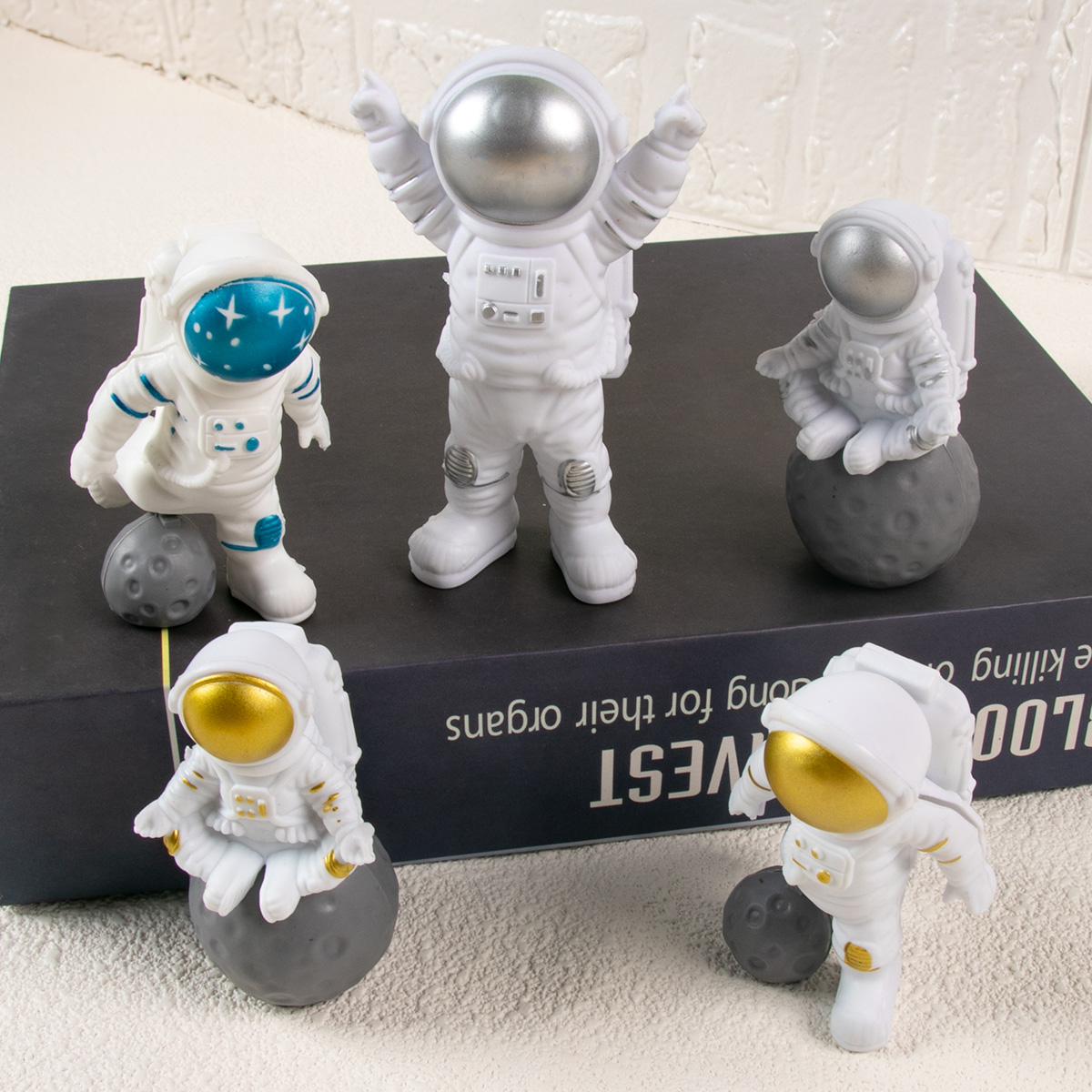 Adornos para tarta espacial de astronauta, figuritas de astronauta del espacio exterior, inserto de pastel de cohete y planeta, suministros para de cumpleaños para niños, Baby Shower