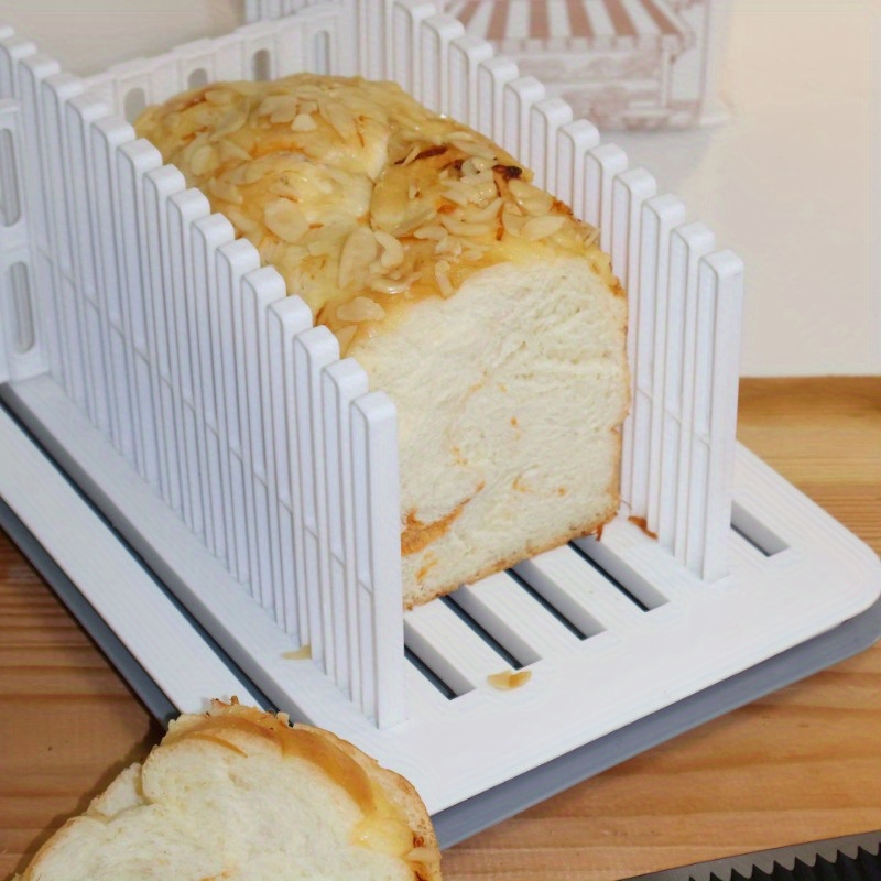 Bandeja para cortar pan ajustable, rebanadora de pan plegable multifuncional con bandeja