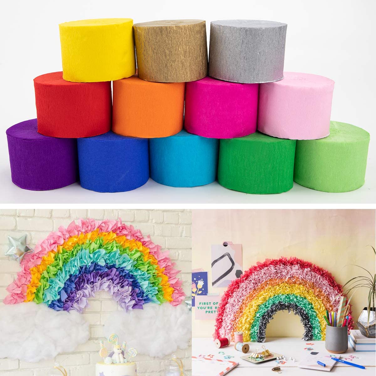 6 Rolls Crepe Paper Streamer Rolls Hanging Party Decor Eid Mubarak Ramadan Decor Weddiing Birtthday Party Backdrop Streamer