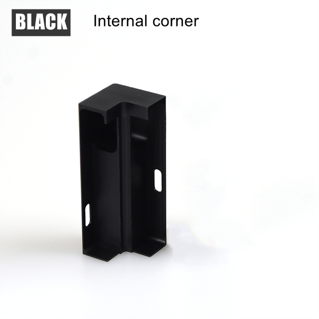 60mm/80mm LED Skirting Line Strip Light Aluminum Profile Accessories Baseboard Plastic Internal Angle External Corner Connector: Black Internal / 80mm