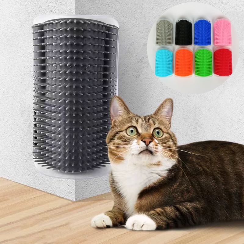 Herramienta de masaje para gatos, peine de masaje para depilación de mascotas, esquina de pared, cepillo para frotar autolimpiante, juguetes para gatos, suministros de belleza para mascotas