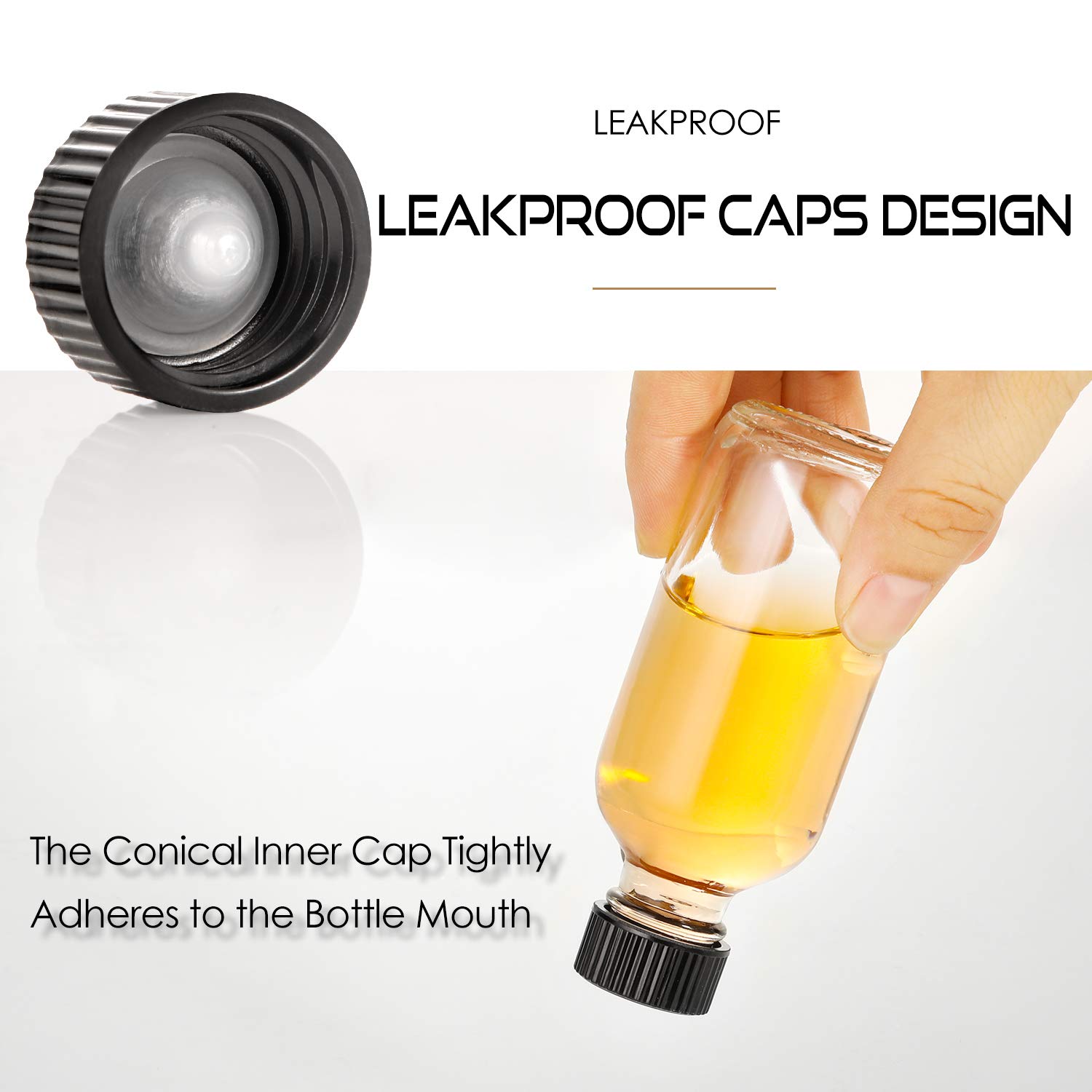 Clear Glass Bottles with Lids Boston Round Sample Bottles for Juice Ginger Shots Oils Whiskey Liquids Mini Travel Bottle (1PCS)