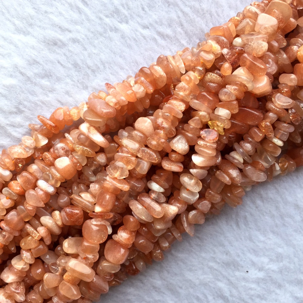 Natural Genuine Orange Gold Sanidine Sunstone Nugget Chip Loose Beads Fit Jewelry 3x8mm 15"