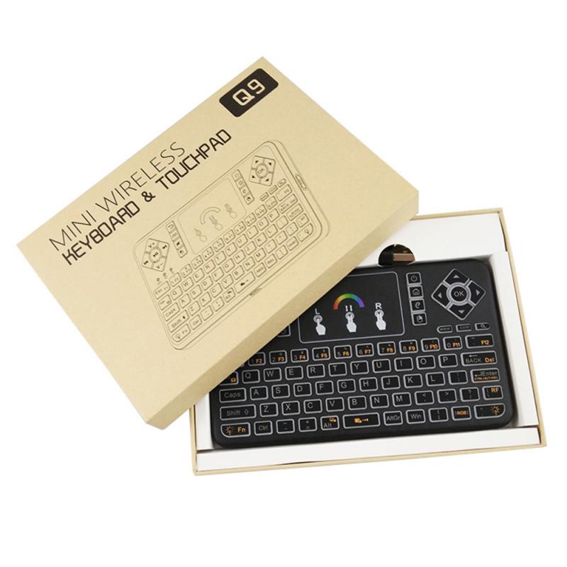 80-key Keyboards For Android TV Box Q9 2.4G Mini Wireless Keyboard Touchpad Flying Mouse Combo Colorful Backlit Handle Control