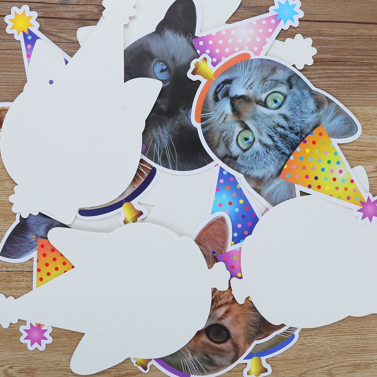 Cute Cat Cupcake Topper Picks Cartoon Cat Head Banner for Kids Birthday Shower Cat Kitten Theme Party Decorations Supplies