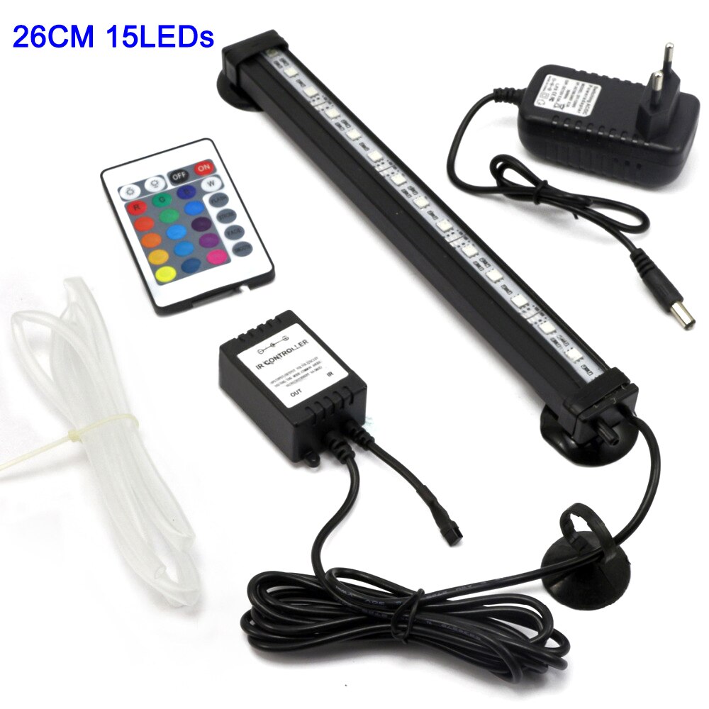 5050 Rgb Waterdichte Luchtbel Lamp Led Aquarium Aquarium Licht Dimbare Afstandsbediening Dompelpompen Licht Maken Vis Zuurstof: EU Plug 26cm