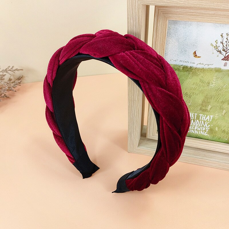 Nova moda feminina bandana larga lateral hairband cruz nó trança adulto turbante macio flanela acessórios de cabelo: as picture 8