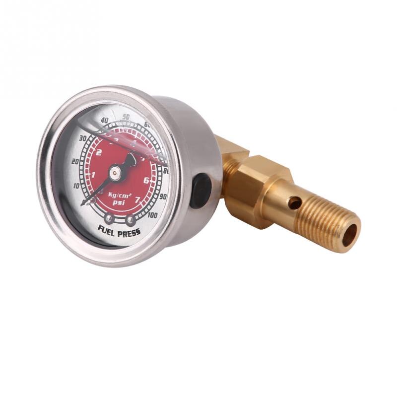 Oil Press Gauge Fuel Gauge Fuel Pressure Liquid Filled Regulator Gauge Adapter Kit 0-100PSI Universal