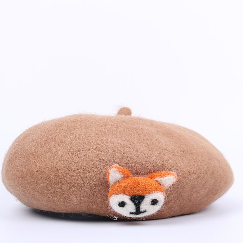 Boinas de inverno meninas de lã crianças boina quente chapéus meninas boina boné liso com chapéu de inverno animal bonito para 4-8 anos de idade ZZ-406-2: 3