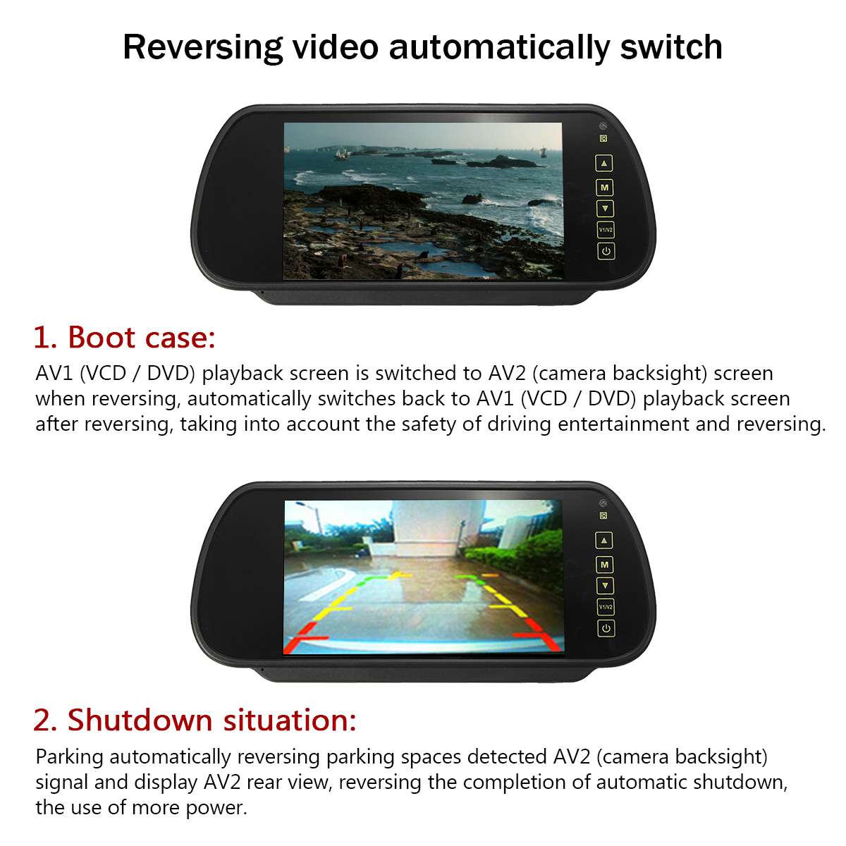 7" TFT LCD Rear View Mirror Monitor Display Fit Car Reverse Parking Rear View Camera