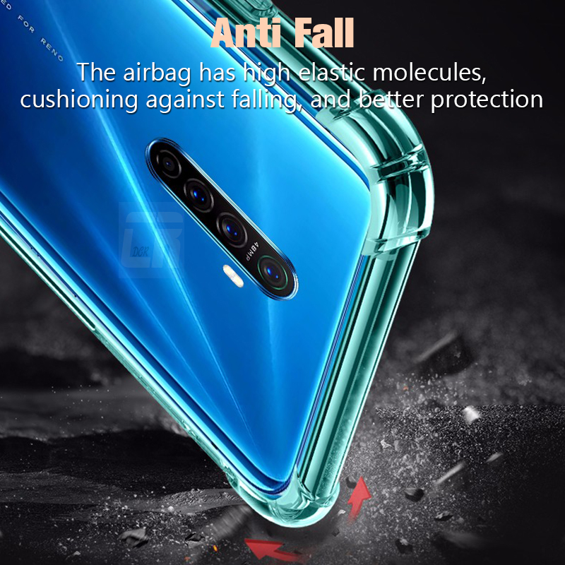 Capa protetora de silicone airbag para oppo, capa transparente anti-queda para realme gt 3 5 8 pro 2 10x zoom a1k f7 f9 f11