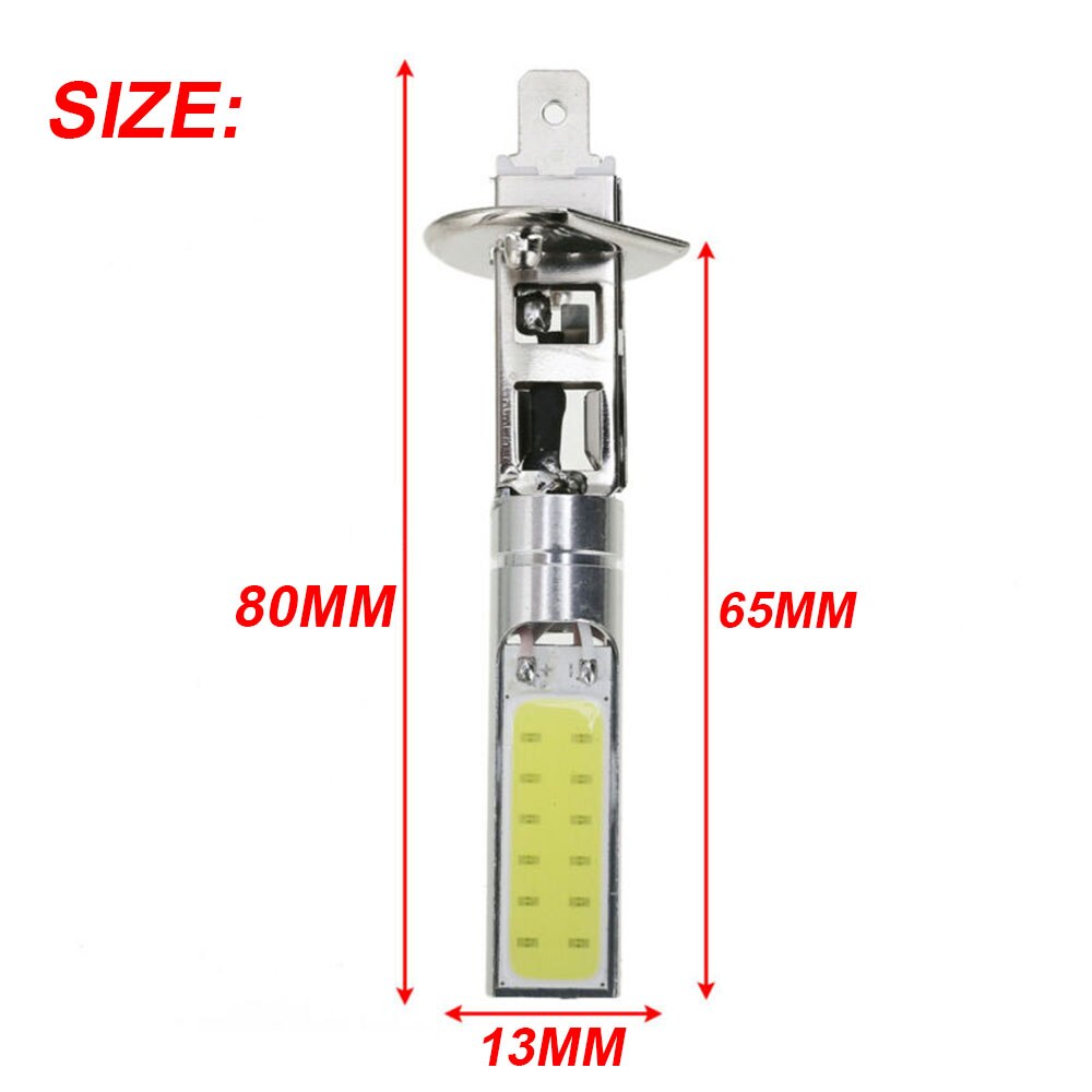 H1 led cob hovedlys fjernlys drl lys lampe pære hvit 6000k 6000lm 60w