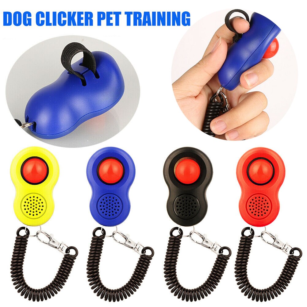 Pet Dog Cat Button Training Clicker Dogs Click Trainer Obedience Aid Wrist Strap Adjustable Sound Key Chain 4 Colors