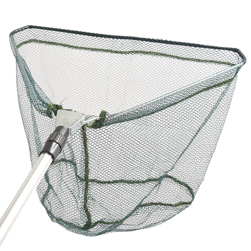 Triangular Folding Fishing Landing Net Aluminum 3 Section Extending Pole Handle green