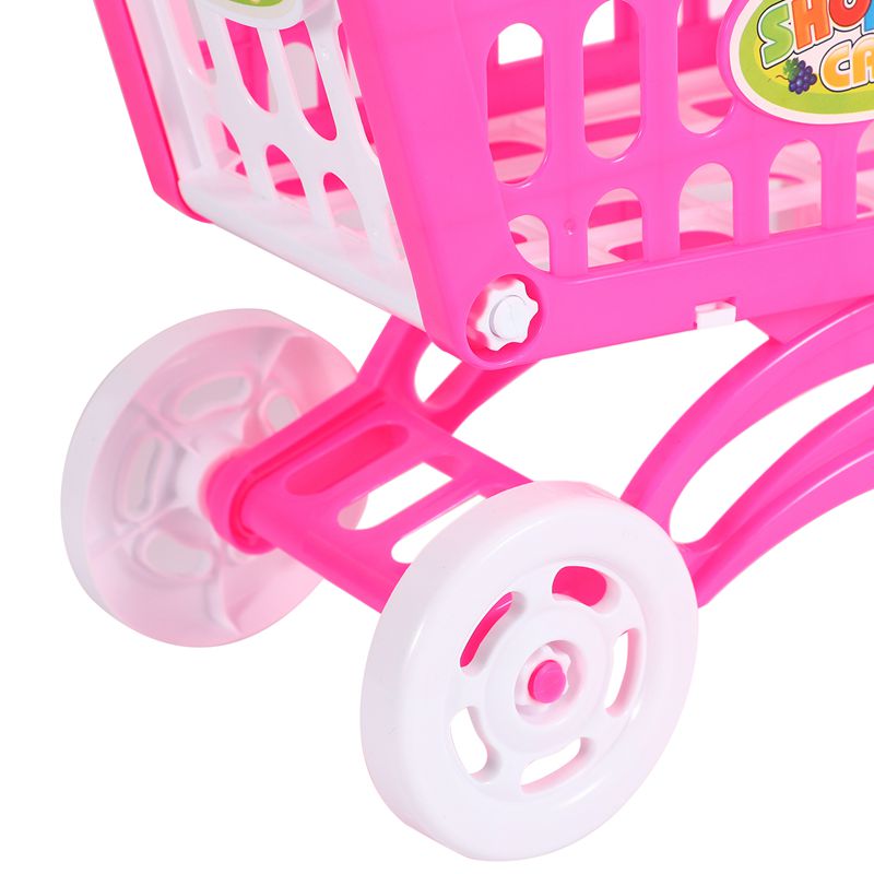 1Set Kids Simulation Supermarket Shopping Cart Mini Trolley With Fruit Vegetable