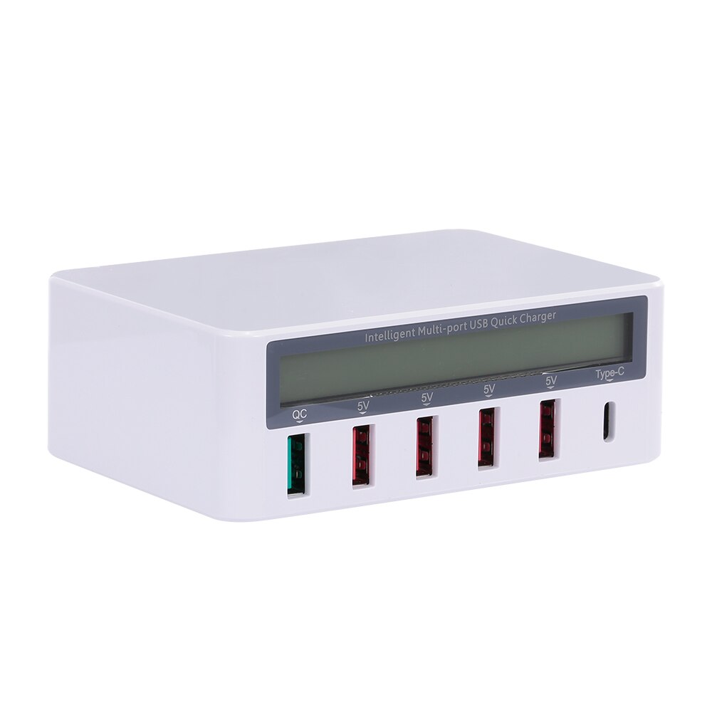 USB Smart Charging Station 6 Ports LCD USB Charging Dock QC3.0 Fast Charging Universal Compatibility Charging Station for PC
