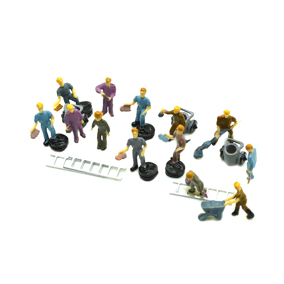 Ho Trein Werken Figuur Modus Miniatuur Werknemers Met Gereedschap Voor Spoorweg Gebouw Landschap Layout Speelgoed Architectuur