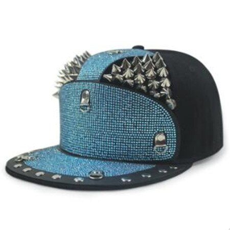 Siloqin Mannen Vrouwen Hip Hop Caps Novelty Diamanten Ingelegde Hoofdtooi Decoratie Platte Rand Hoed Trend Liefhebbers Baseball hoeden: Color-3